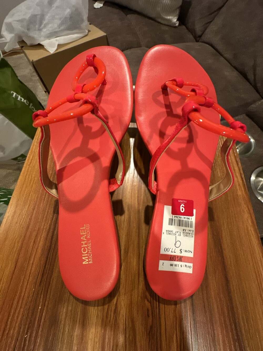 Michael Kors Claudia Flat Sandal Coral Reef Women's T-Strap Flat Sandals